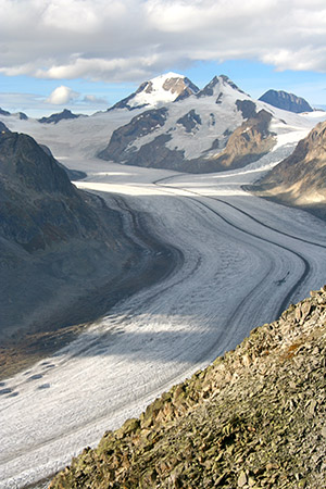 Il ghiacciaio più lungo delle Alpi. Aletch Arena.