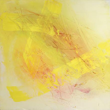 Arte Alessandra Angelini, Yellow, 2004, tempera preparata dall’artista su tavola _ interventi materici, cm 100x100
