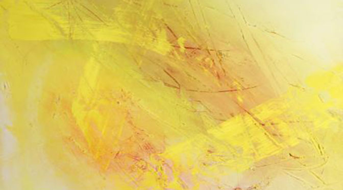 Arte672  Alessandra Angelini, Yellow, 2004, tempera preparata dall’artista su tavola _ interventi materici, cm 100x100
